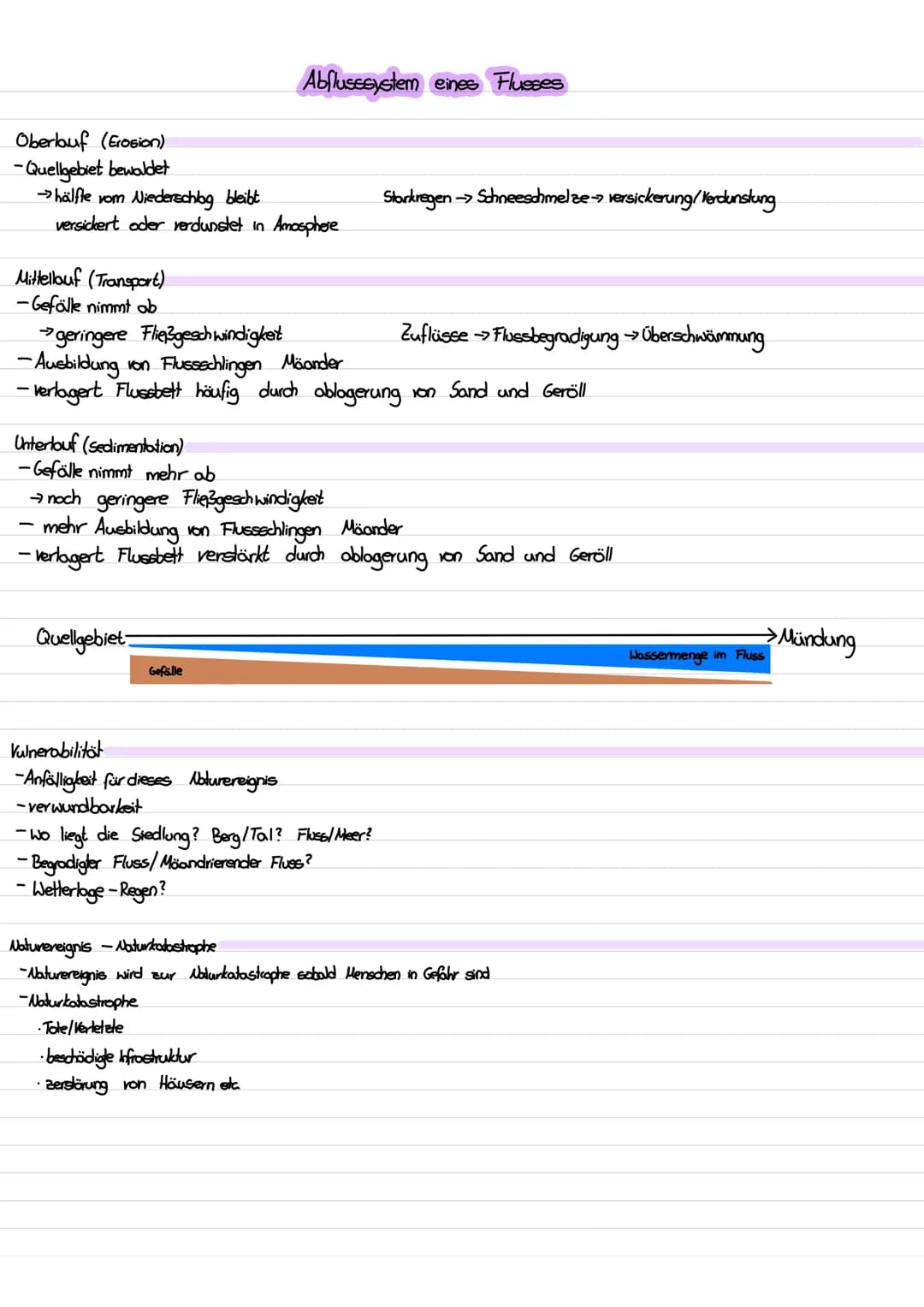 antrophologe Ursachen
Abholzung → Bodenerosion -> Wasser kann nicht versickern → mehr Oberflächenwasser
↳> Sedimente lagern sich im Flues ob