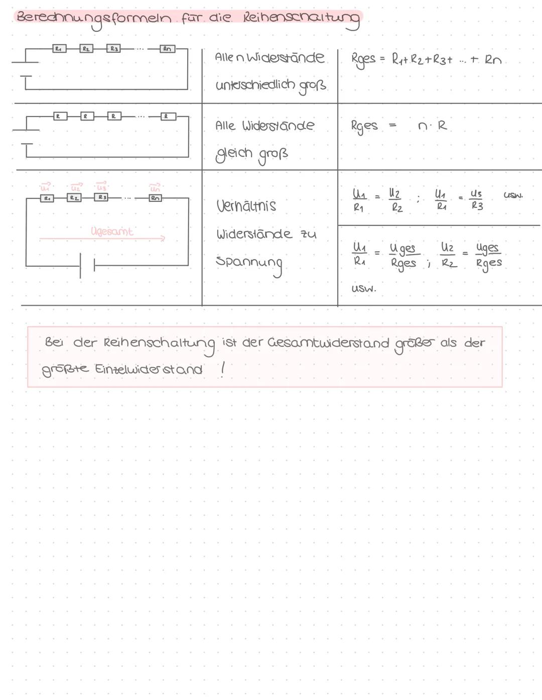 Berechnungsformein für die Parallelschaltung.
R₁
R₁
R
R₂
R3
R₂
R₂
D²
Alle Widerstande sind
gleich groß
Alle n Widerstande
Sind verschieden
g