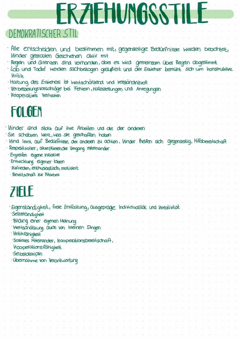 ERZIEHUNGSSTILE
AUTORITARER STIL
Erzieher gibt alles vor, legt. alle Richtlinien fest
Erzieher bestimmt alles, er entscheidet über sämtliche