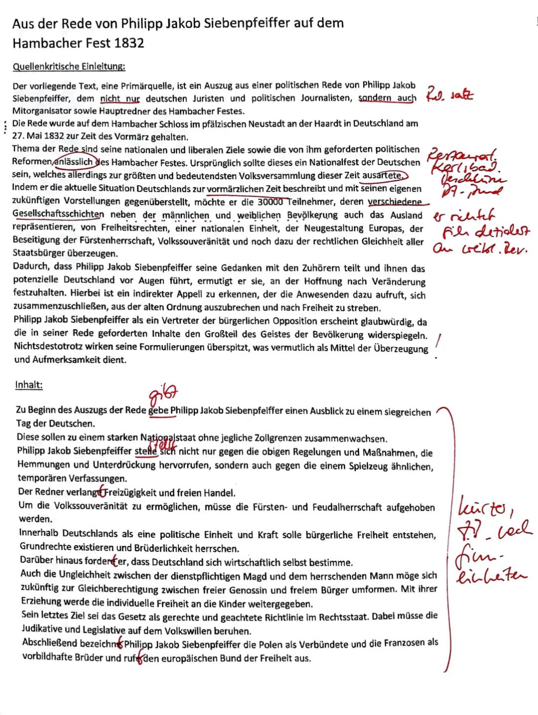 Die Siebenpfeiffer Rede und das Hambacher Fest 1832: Zusammenfassung und Analyse