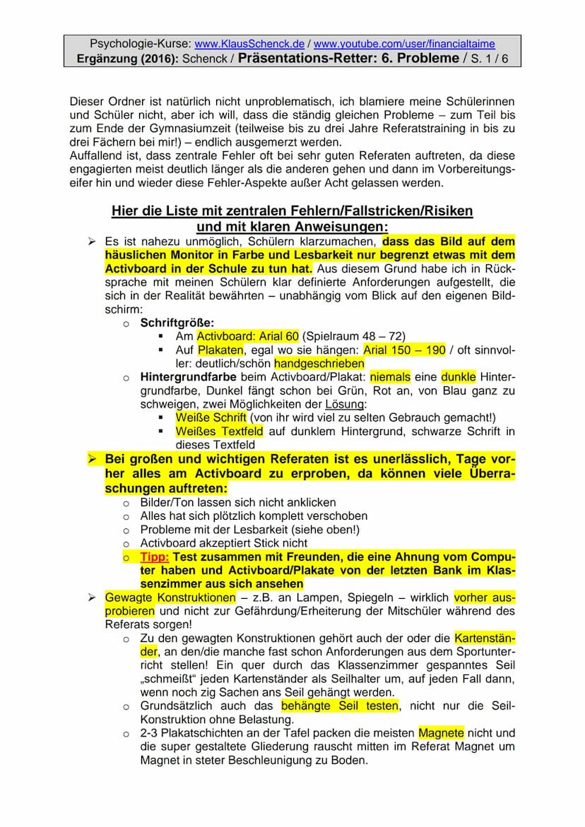 Psychologie-Kurse: www.KlausSchenck.de/www.youtube.com/user/financialtaime
Ergänzung (2016): Schenck / Präsentations-Retter: 1. Einstieg / S