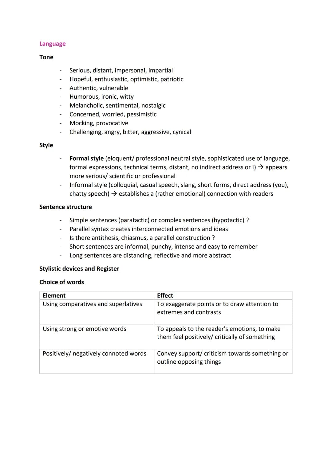 Analysis of a non-fictional text
Types of non-fictional texts: political speech, essay, newspaper article, argumentative text,
reports...
Ta