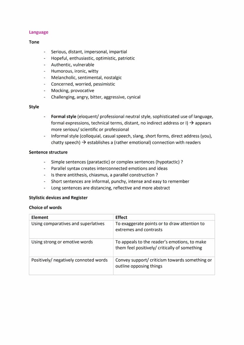 Analysis of a non-fictional text
Types of non-fictional texts: political speech, essay, newspaper article, argumentative text,
reports...
Ta