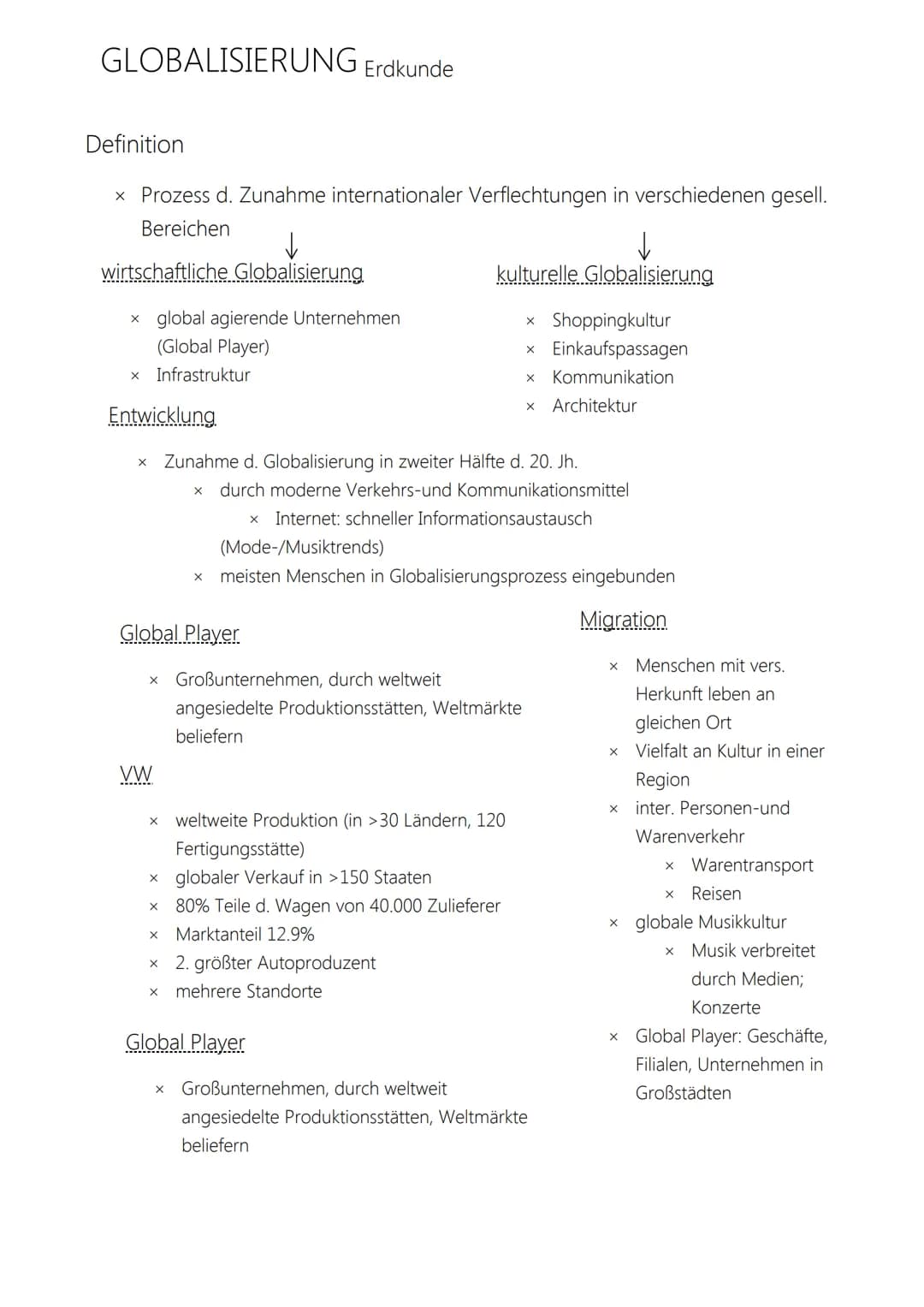 GLOBALISIERUNG Erdkunde
Gründe d. Welthandels/ Entwicklung durch
Globalisierung
X versch. Produktionskosten in versch. Regionen (günstig in
