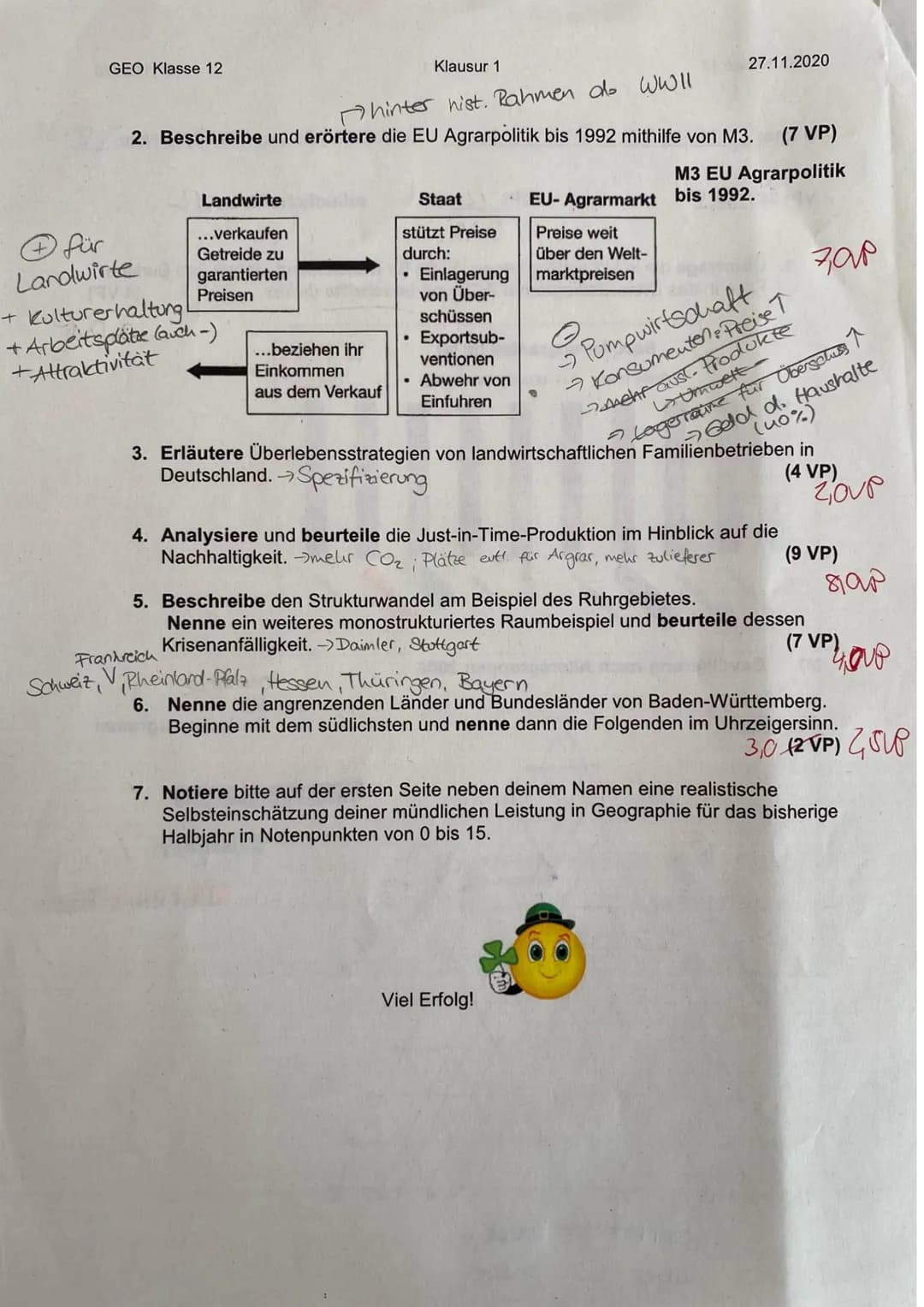 GEO Klasse 12
Name: Josephine Pellegrino
34
VP: 331 26 S
Wek
Industrielander
100
1. Übertrage die in M1 angegebenen Werte für Deutschland, J