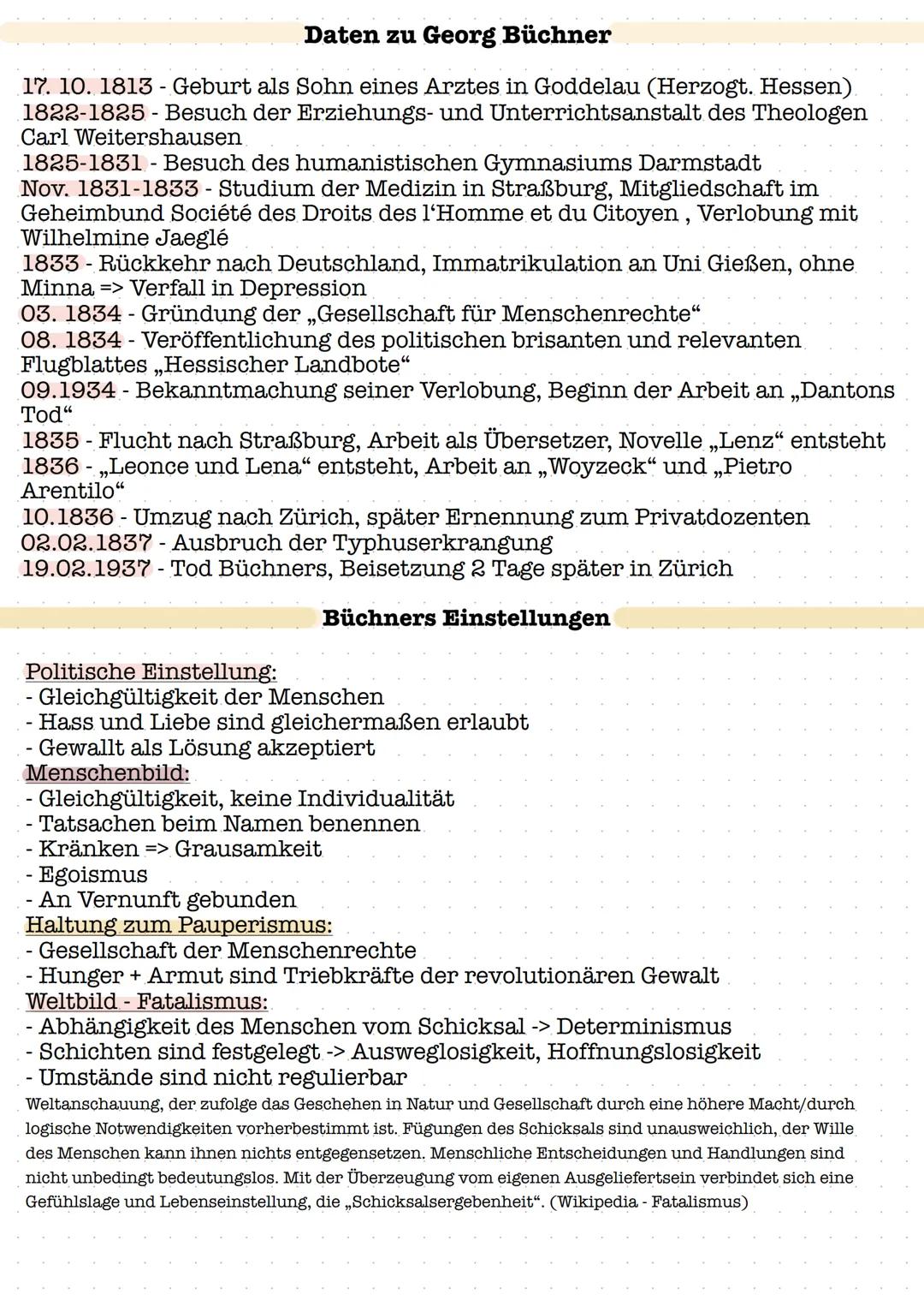 Daten zu Georg Büchner
17. 10. 1813 - Geburt als Sohn eines Arztes in Goddelau (Herzogt. Hessen)
1822-1825 - Besuch der Erziehungs- und Unte