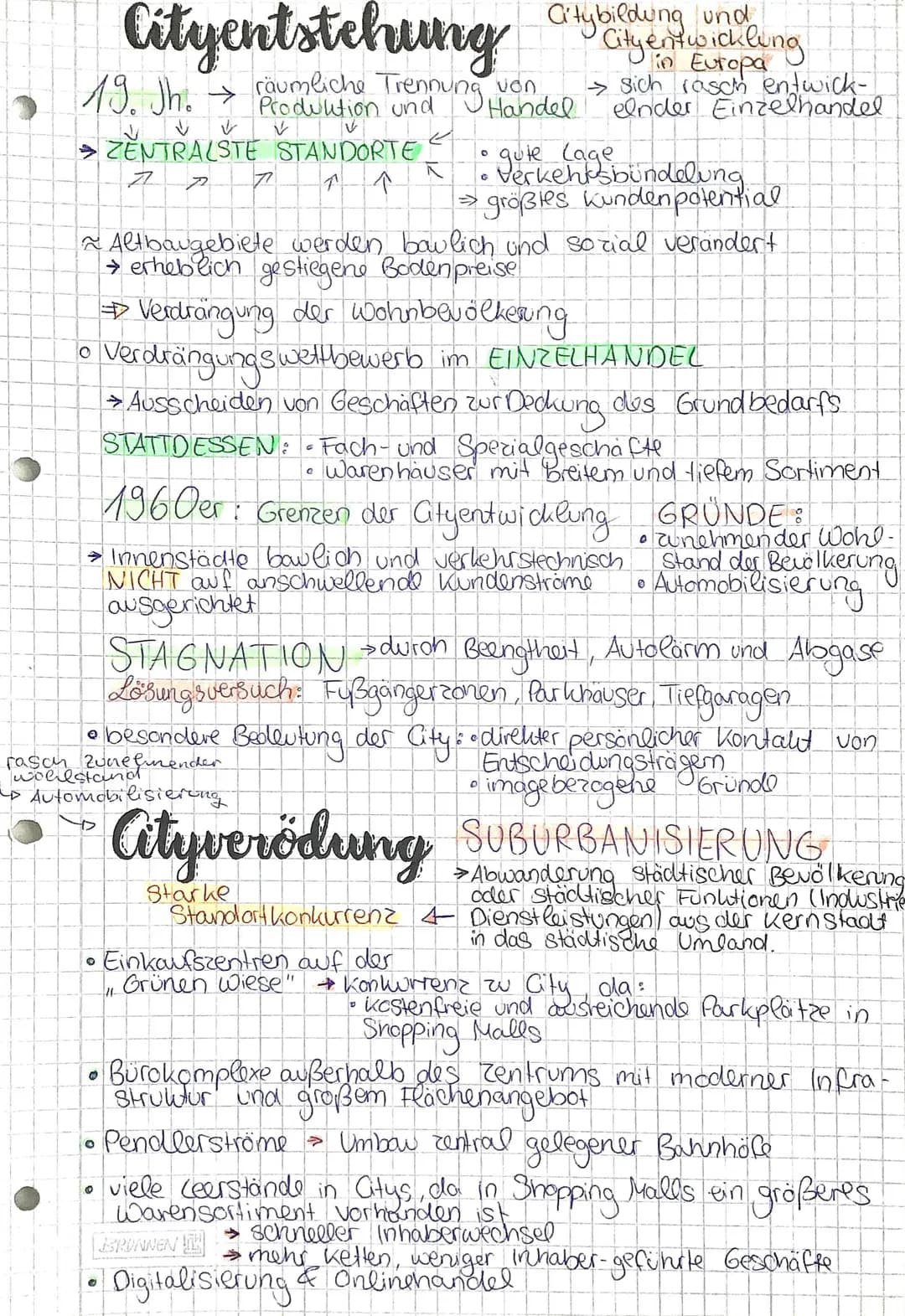 Cityentstehung
• 19. Jh. → räumliche Trennung von,
Handel
Produktion und
V V
STANDORTE
7
一个
O
ZENTRALSTE
72
A
●
~ Altbaugebiete werden bawli