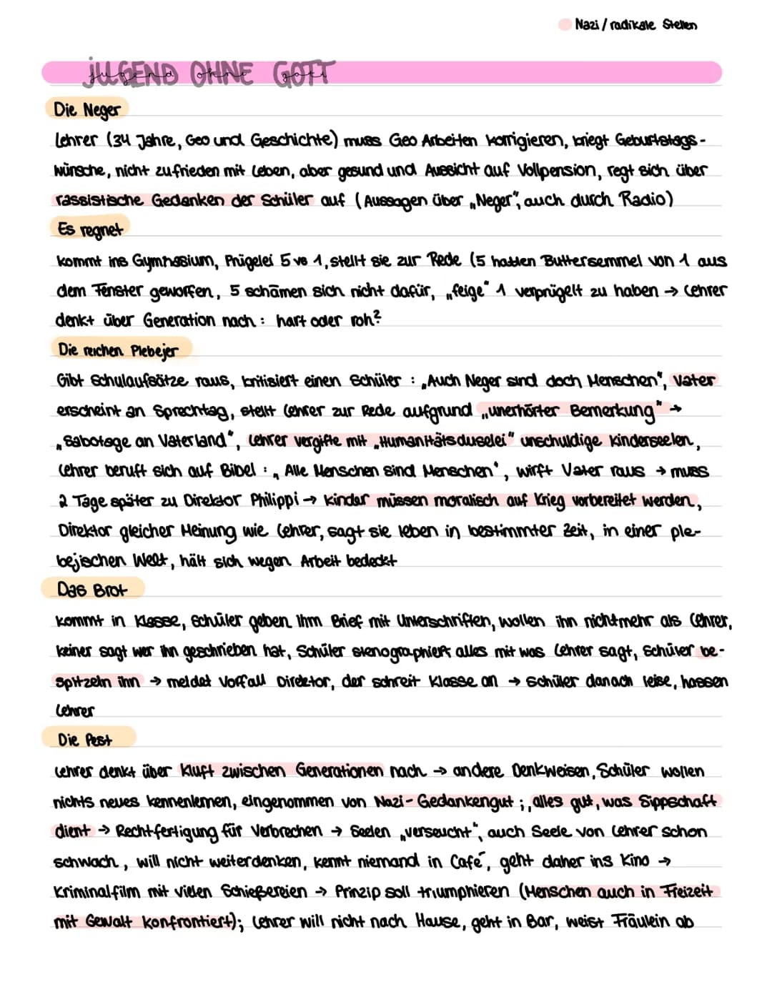 JULGEND OHNE GOTT
Nazi/radikale Stellen
Die Neger
Lehrer (34 Jahre, Geo und Geschichte) muss Geo Arbeiten korrigieren, kriegt Geburtstags-
w