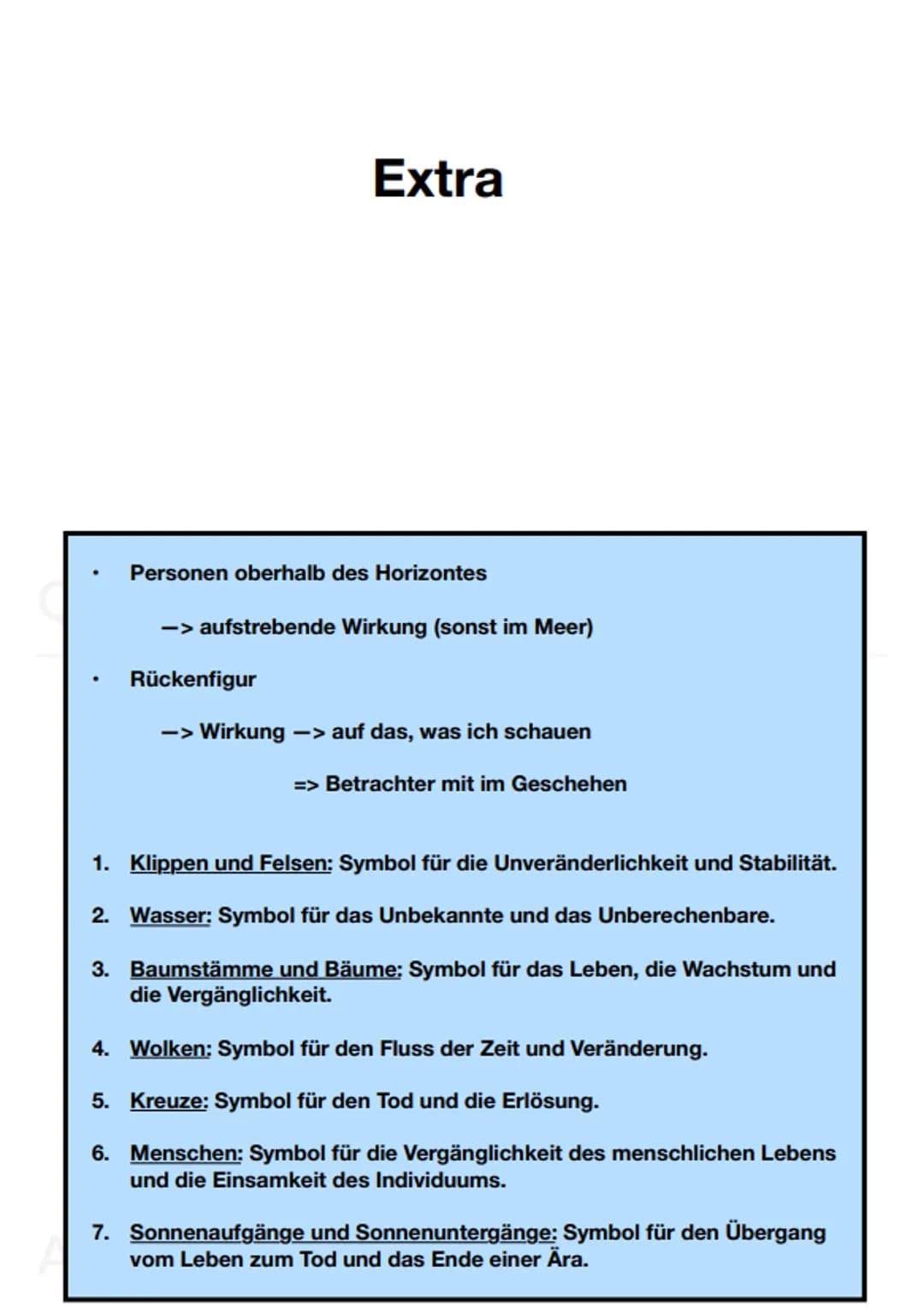 1. Beschreibe, analysiere und interpretiere das
vorliegende Ölgemälde von Caspar David Friedrich
nach der bekannten Vorgehensweise!
CD Fried
