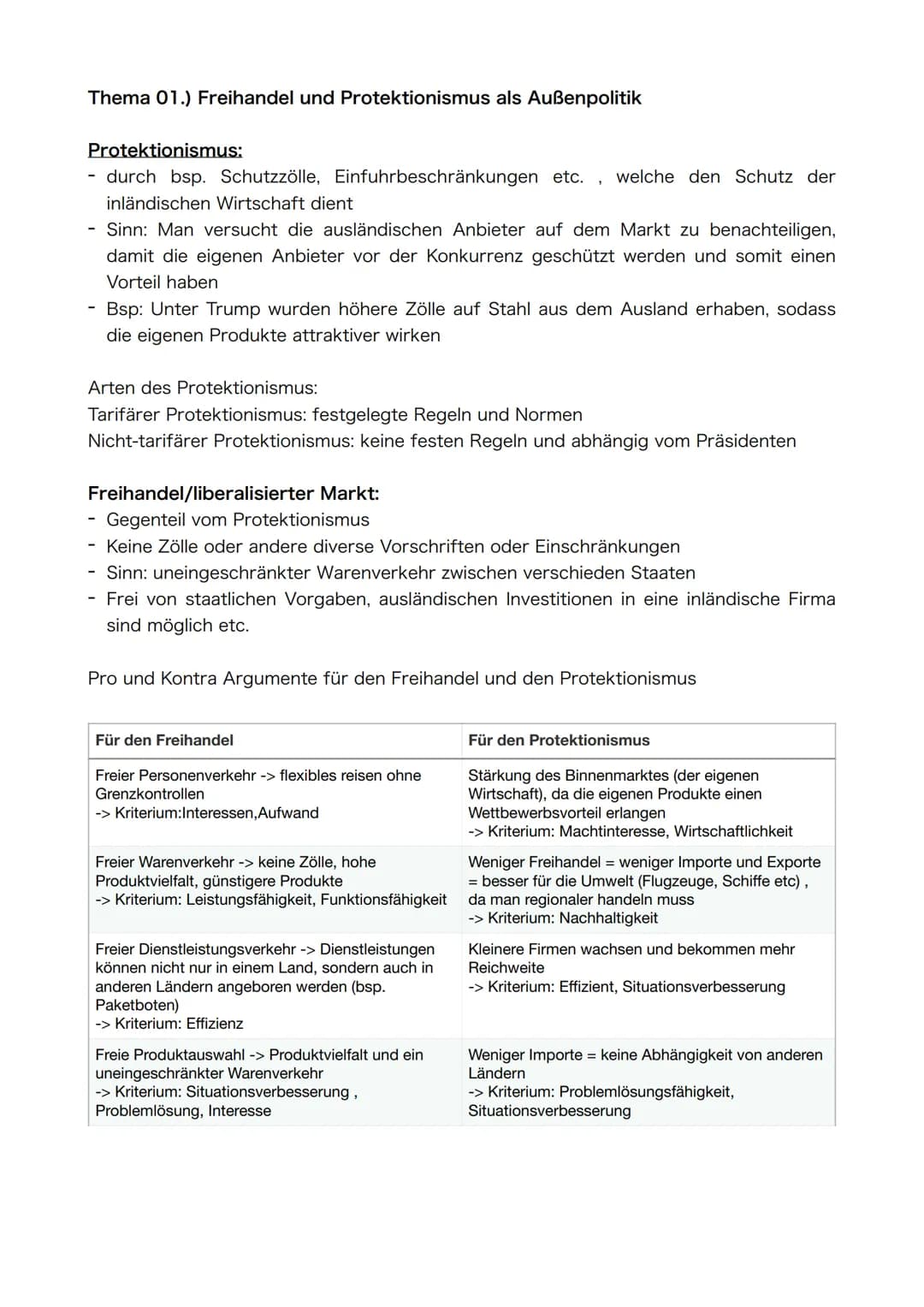 Semester 3/4
Thema: Internationale Wirtschaftspolitik Thema 01.) Freihandel und Protektionismus als Außenpolitik
Protektionismus:
durch bsp.