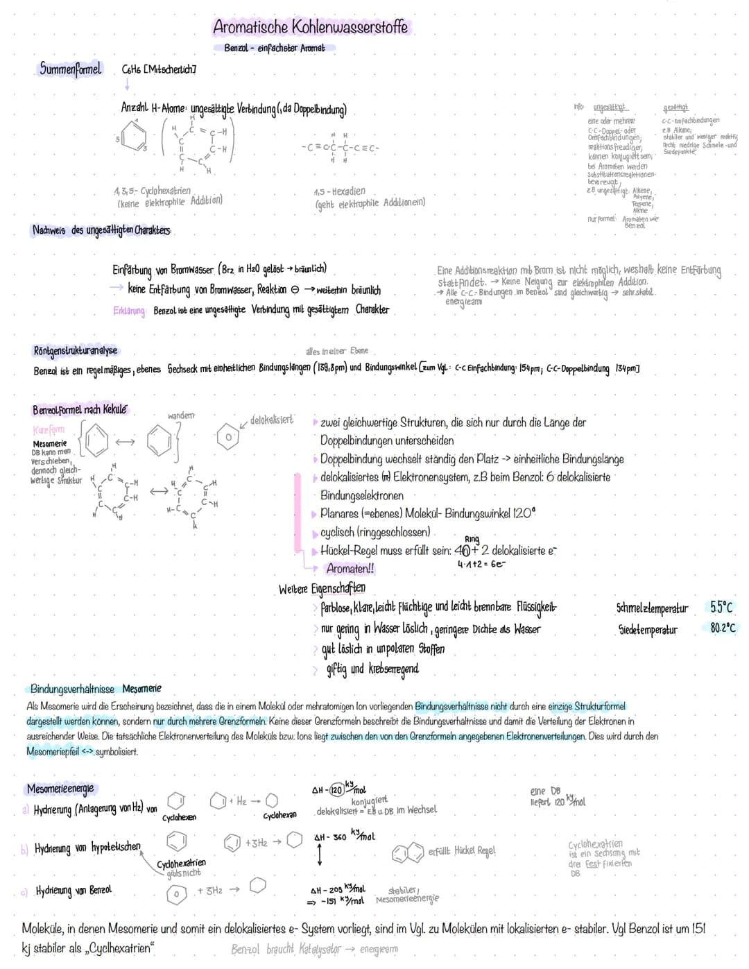 Summenformel C6H6 [Mitscherlich]
Anzahl H-Atome ungesättigte Verbindung (, da Doppelbindung)
-coff
1,3,5-Cyclohexatrien
(keine elektrophile 