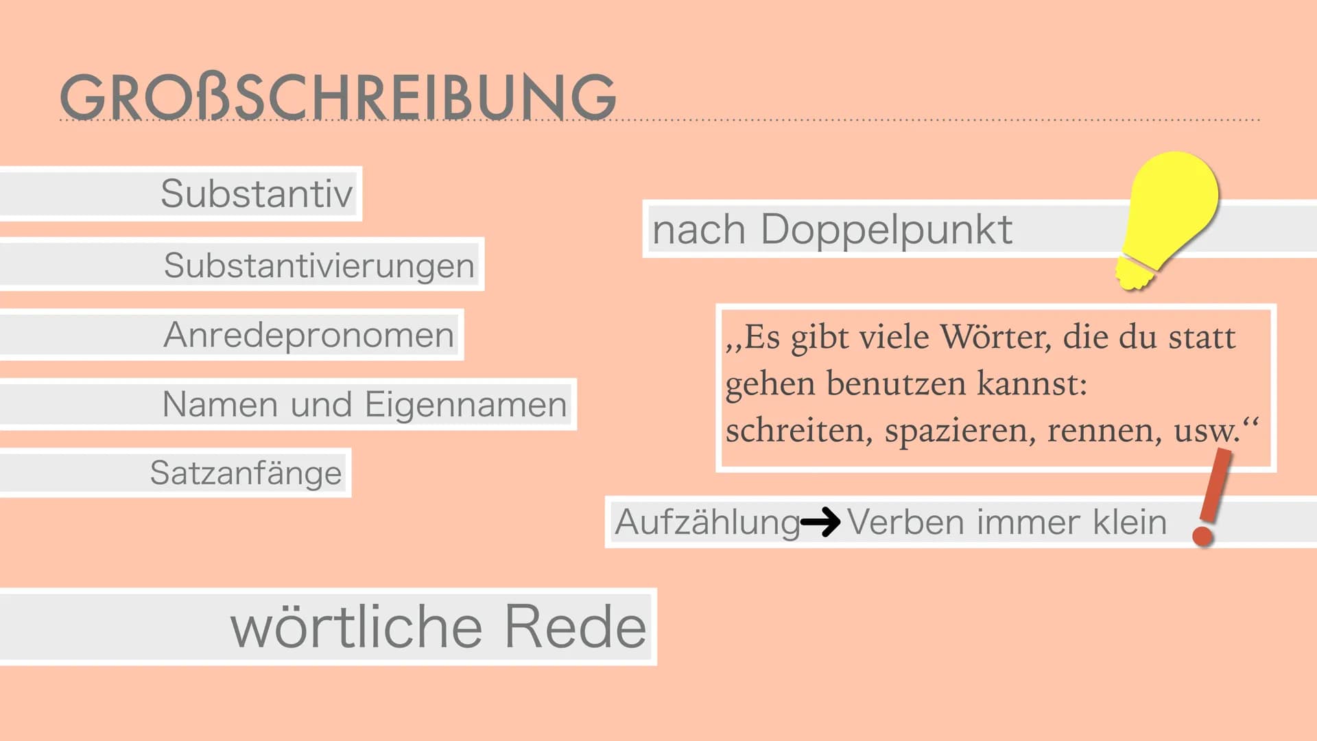 GROB- UND
KLEINSCHREIBUNG mein auto ist groß und blau. dein auto
ist klein und rot. GROBSCHREIBUNG
Substantiv Namenwort
immer großgeschriebe