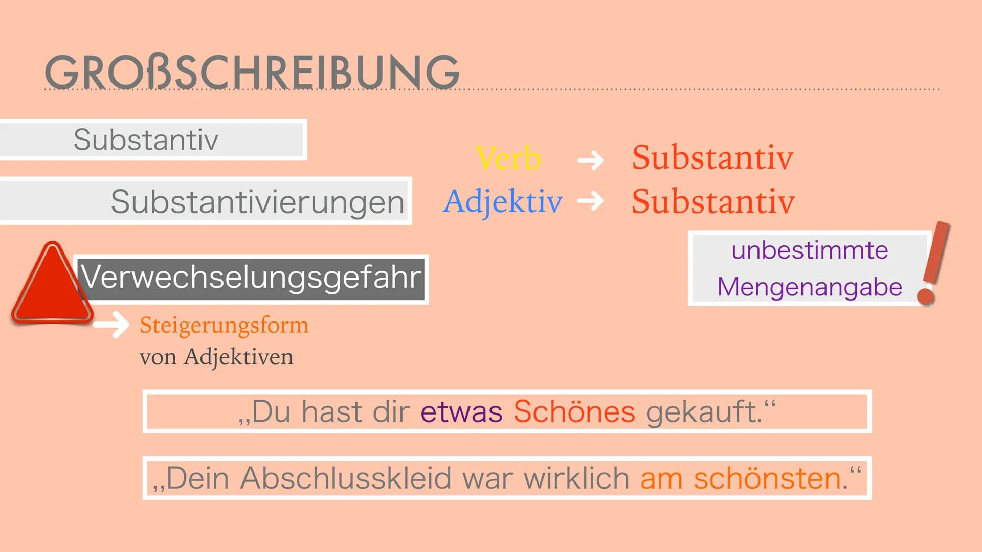GROB- UND
KLEINSCHREIBUNG mein auto ist groß und blau. dein auto
ist klein und rot. GROBSCHREIBUNG
Substantiv Namenwort
immer großgeschriebe