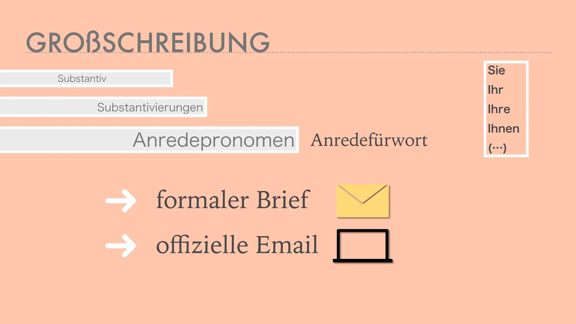 GROB- UND
KLEINSCHREIBUNG mein auto ist groß und blau. dein auto
ist klein und rot. GROBSCHREIBUNG
Substantiv Namenwort
immer großgeschriebe