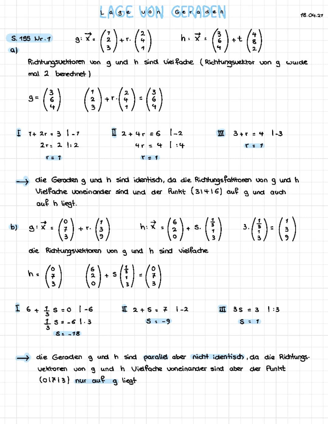 Lösungen für Lambacher Schweizer Q1 Seite 155: Aufgaben 1a/b und 3a/b