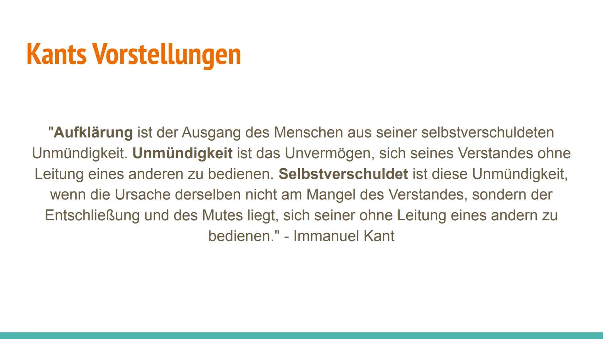 Immanuel Kant Inhaltsangabe
1. Wichtigste Informationen
2.
Leben
3. Werke
4. Seine Aufklärung
5. Kants Vorstellung
6. Kategorischer Imperati