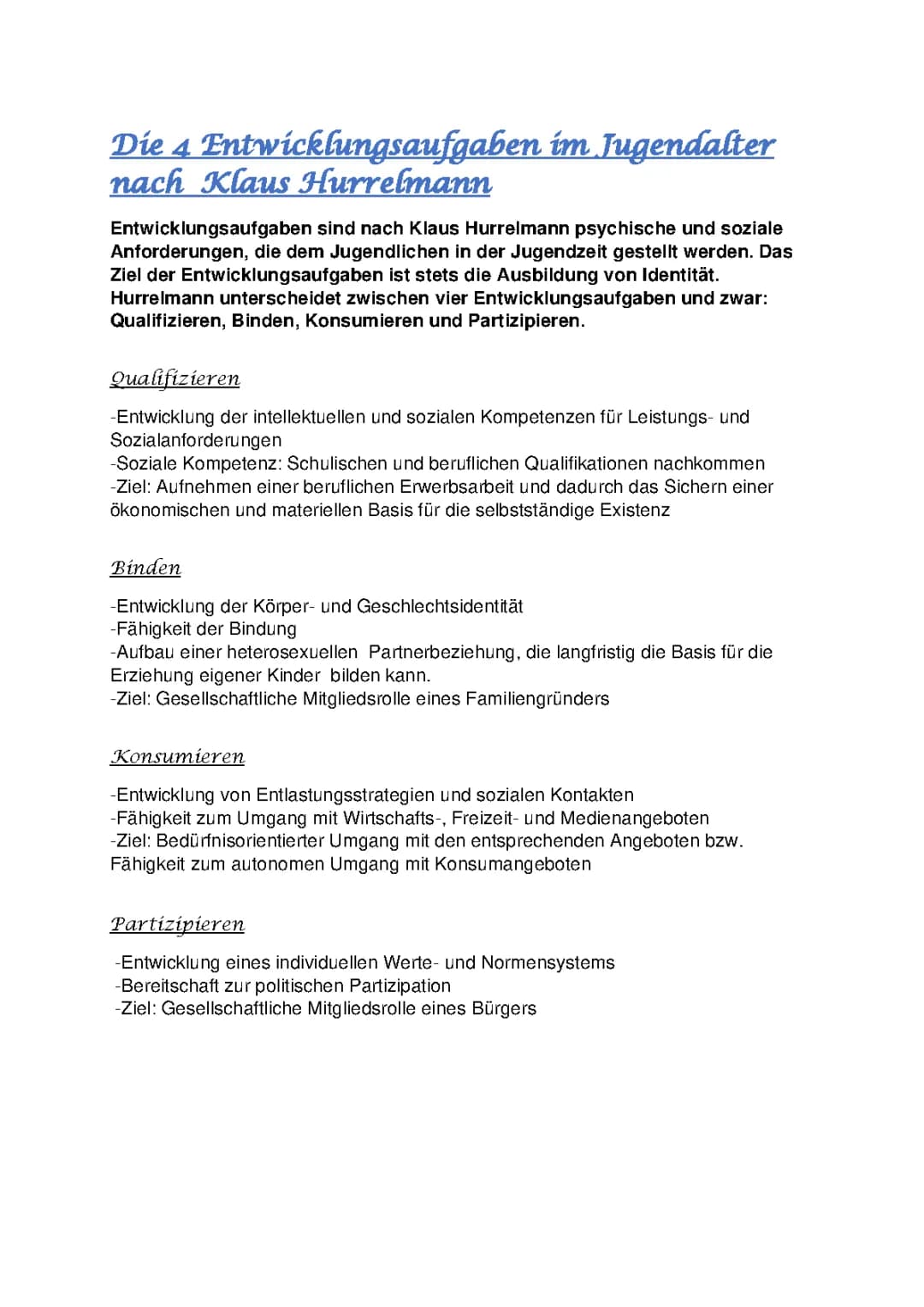 Die 4 Entwicklungsaufgaben nach Hurrelmann einfach erklärt
