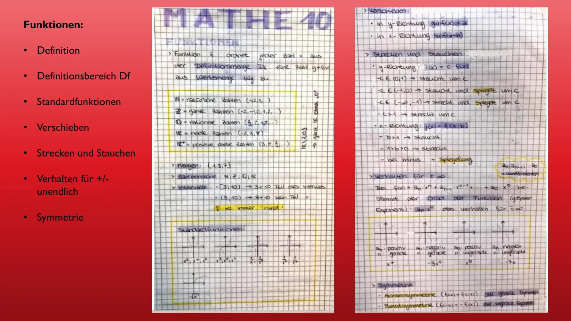 MATHE 10. KLASSE
Funktionen
Ableitung
3D-Geometrie
Extrem- und Wendestellen
Binominalverteilung
●
Trigonometrische Funktionen Funktionen:
●
