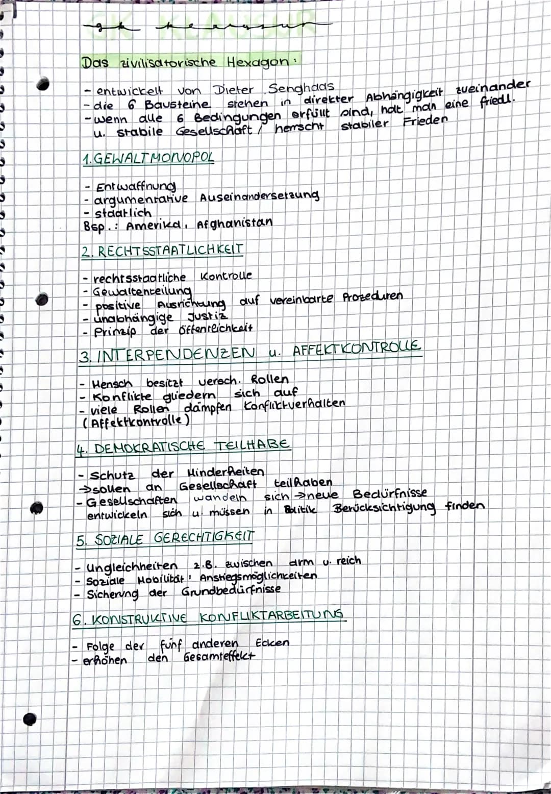 gk
Das zivilisatorische Hexagon ₁
entwickelt von Dieter Senghaas
- die 6 Bausteine stehen direkter Abhängigkeit zueinander
-wenn alle
6 Bedi