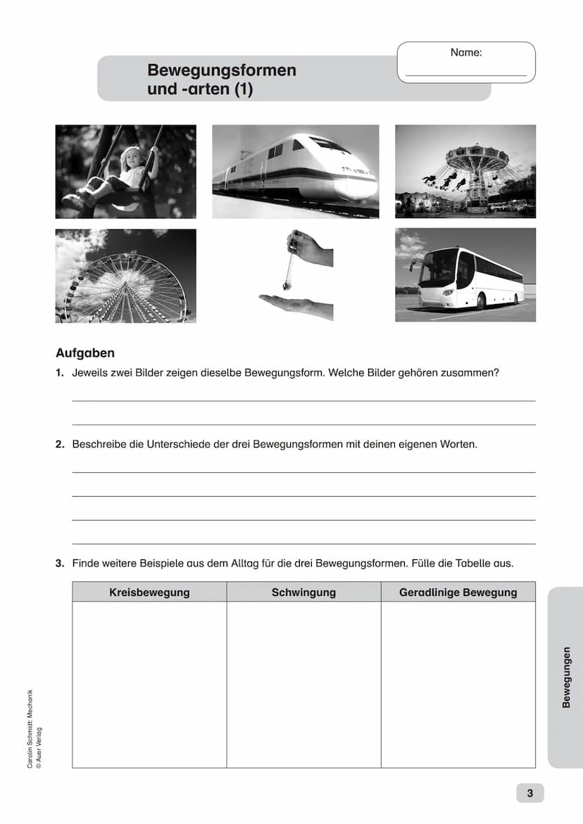 Carolin Schmidt: Mechanik
Ⓒ Auer Verlag
Materialaufstellung und Hinweise
Sämtliche Arbeitsblätter sind in entsprechener Anzahl zu vervielfäl