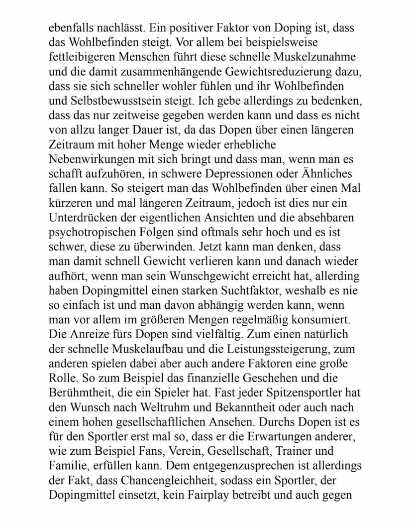 Argumentation - Doping
Aufgabe 1+2: Recherchiere Argumente, die für und gegen
Doping im Spitzensport sprechen und fertigt eine Tabelle
an, i