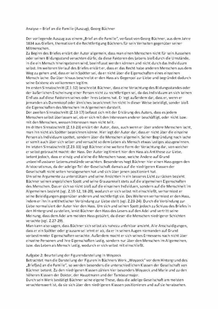 Know Brief an die Familie (Georg Büchner) - Analyse thumbnail