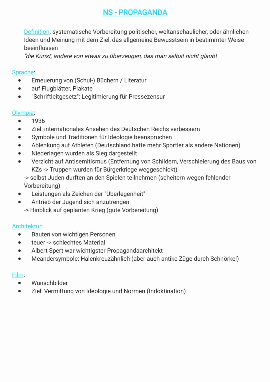 Sprache:
Olympia:
●
●
1936
● Ziel: internationales Ansehen des Deutschen Reichs verbessern
Symbole und Traditionen für Ideologie beanspruche