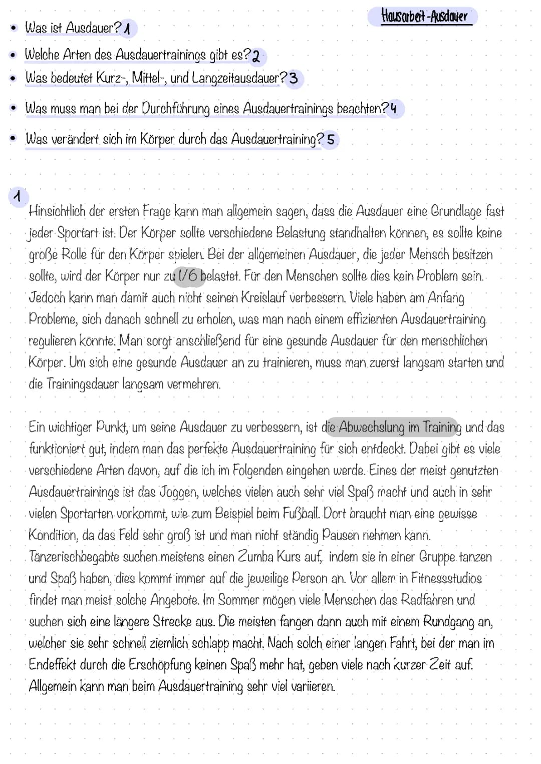 verschienene Arten von Ausdauermethoden 