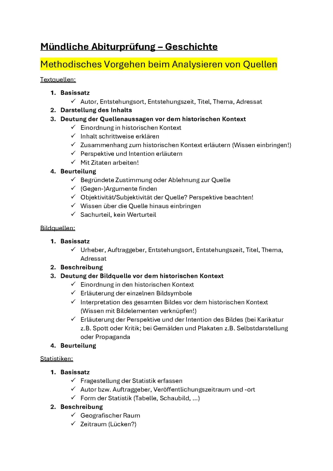 Zusammenfassung für mündliches Geschichte-Abitur in BaWü