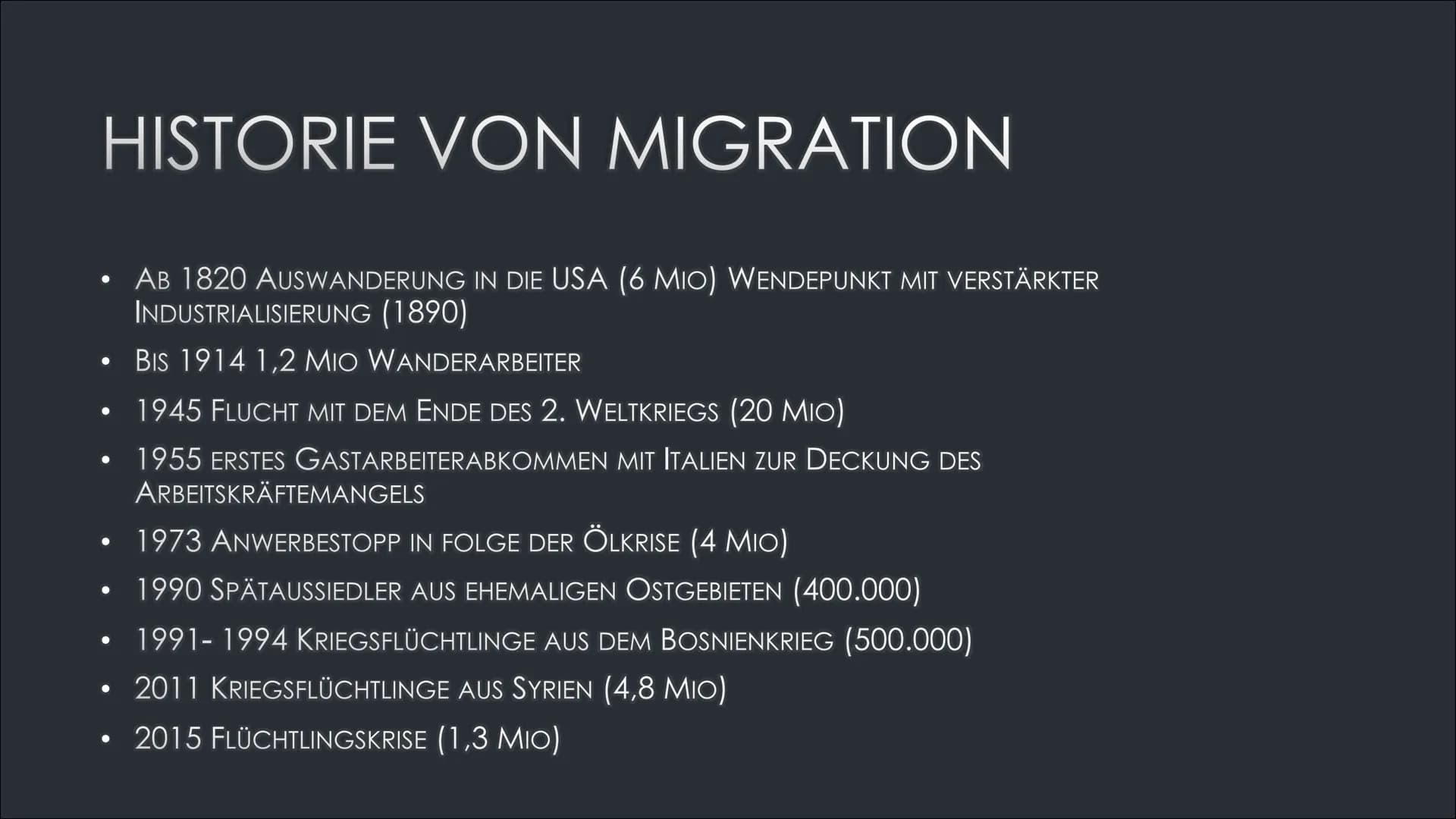 MIGRATION
LIJANA MUSIC
11 GLIEDERUNG
DEFINITION
PUSH UND PULL FAKTOREN
ARTEN
BEGRIFFSERKLÄRUNGEN
AUSWIRKUNGEN UND PROBLEME
HISTORIE MIGRATIO