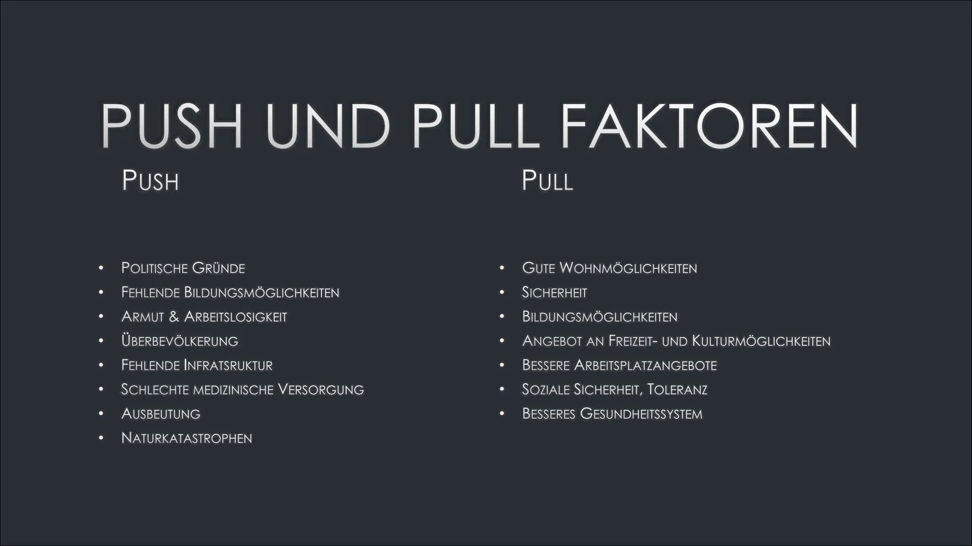 MIGRATION
LIJANA MUSIC
11 GLIEDERUNG
DEFINITION
PUSH UND PULL FAKTOREN
ARTEN
BEGRIFFSERKLÄRUNGEN
AUSWIRKUNGEN UND PROBLEME
HISTORIE MIGRATIO