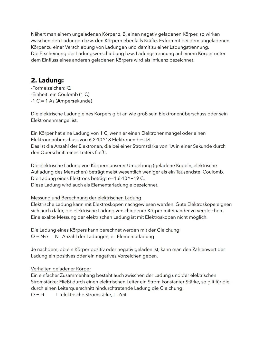 Physik Lernzettel Q1
Quelle: lernhelfer.de, leifiphysik.de
Übersicht:
0.5 wichtige Formeln
1. Geladene Körper
2. Ladung
3. Influenz
4. Polar