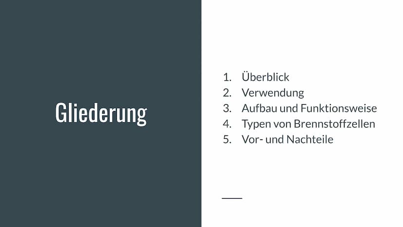 Brennstoffzellen - Energiewandler der Zukunft?
GLIEDERUNG
1. Überblick (allgemeine Informationen und Geschichtliches)
2. Verwendung (Warum B
