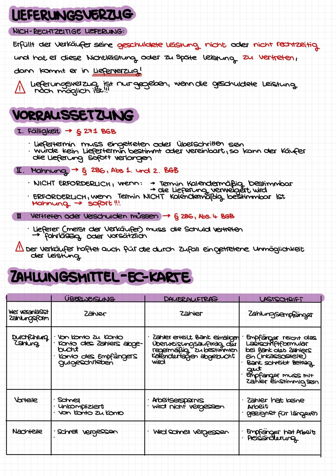 # MANGELHAFTE LIEFERUNG (schlechtleistung) §437

→ liegt vor, wenn eine im Kaufvertrag vereinbarte Leistung, zu Zeitpunkt
der übergabe, mit 