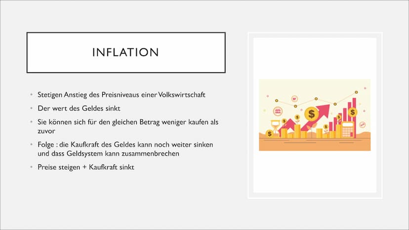 INFLATION & DEFLATION INHALT:
- Definition (Inflation & Deflation)
- Ursachen
- Vor- und Nachteile
- Messung
- Arten
崑 ●
●
●
●
●
INFLATION
S