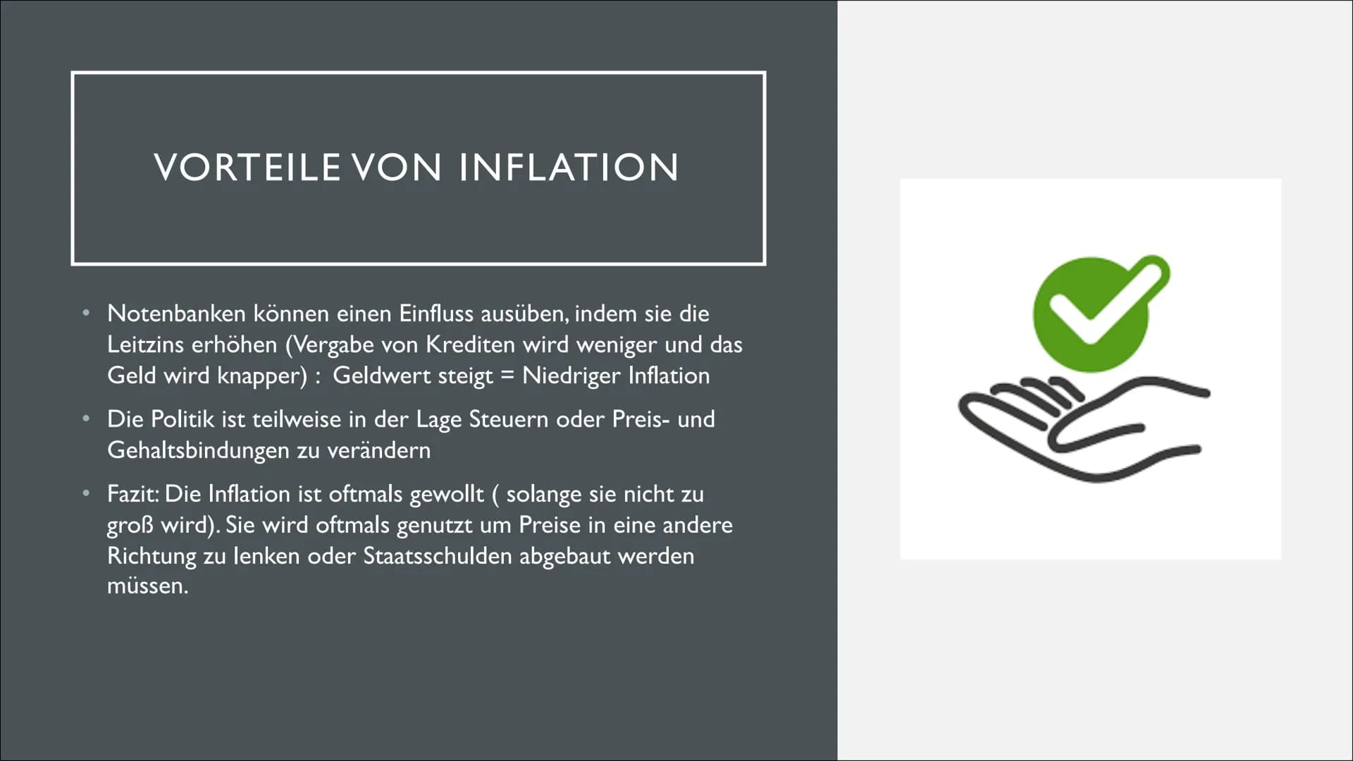 INFLATION & DEFLATION INHALT:
- Definition (Inflation & Deflation)
- Ursachen
- Vor- und Nachteile
- Messung
- Arten
崑 ●
●
●
●
●
INFLATION
S