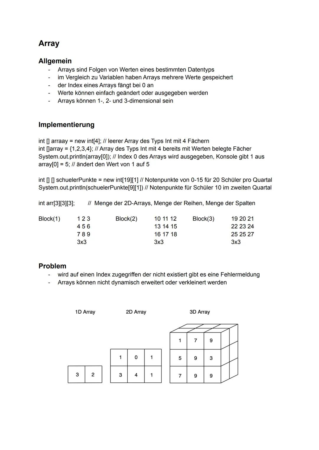 Allgemein
Datenstrukturen helfen Daten und Informationen im Speicher zu verwalten und zu
organisieren
Lineare Datenstrukturen
Statische und 