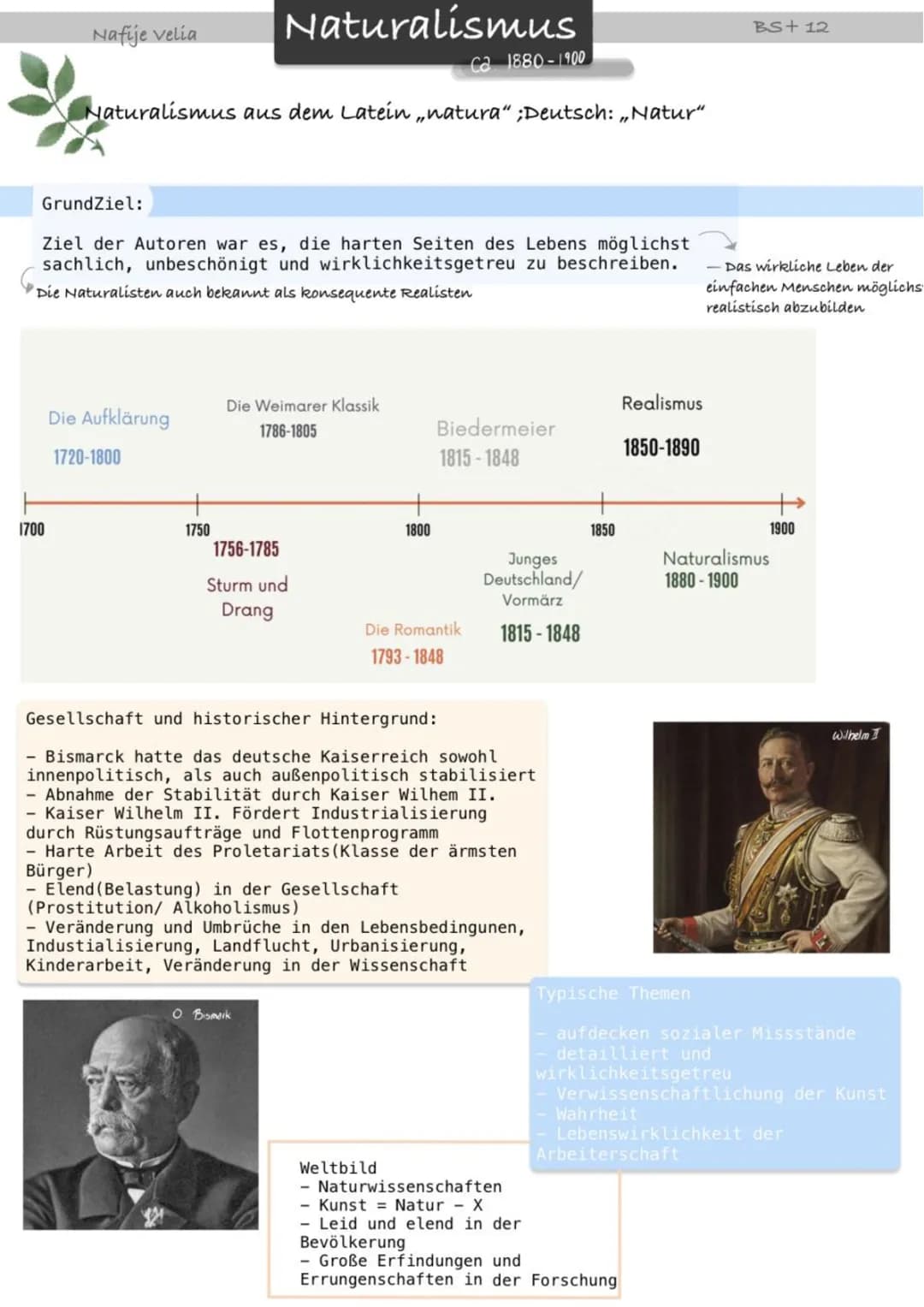Naturalismus Epoche + Bahnwärter Thiel