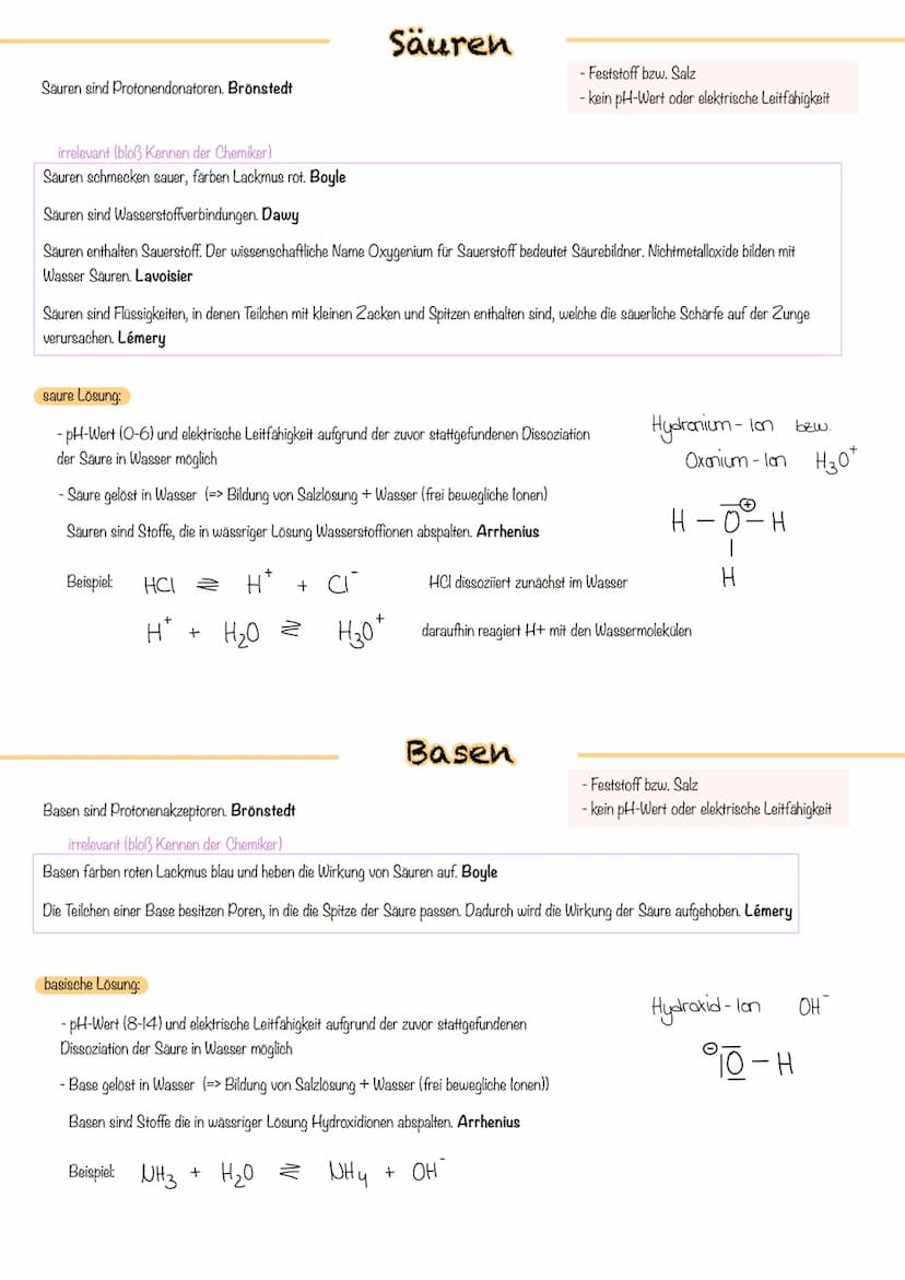 Säure-Base-
Chemie
von hier aus Übertrag z zu fast allen anderen Themen, also wichtig Säuren sind Protonendonatoren. Brönstedt
irrelevant (b