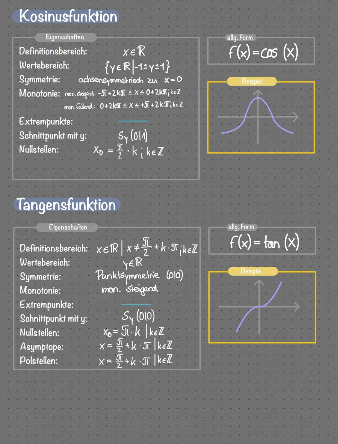 Lineare Funktionen
Übersicht Funktionsarten
Eigenschaften
Definitionsbereich:
Wertebereich:
Symmetrie:
Monotonie: steigend: m>o/fallend: m²0