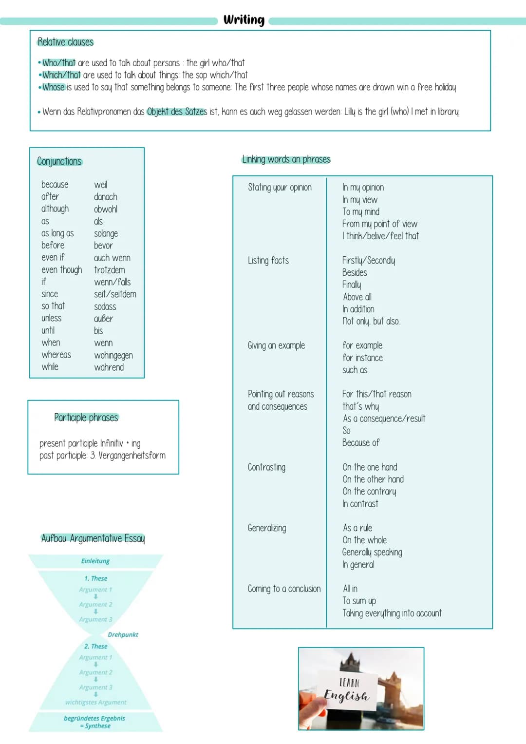 Relative clauses
• Who/that are used to talk about persons: the girl who/that
•Which/that are used to talk about things the sop which/that
•