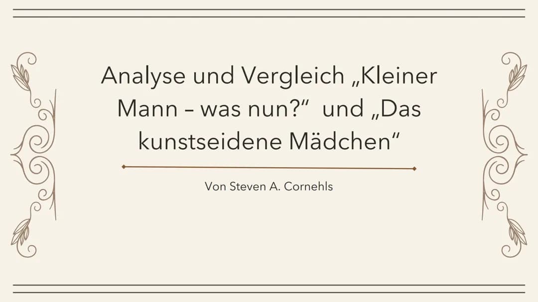 Analyse zweier Romane hinsichtlich der neuen Sachlichkeit