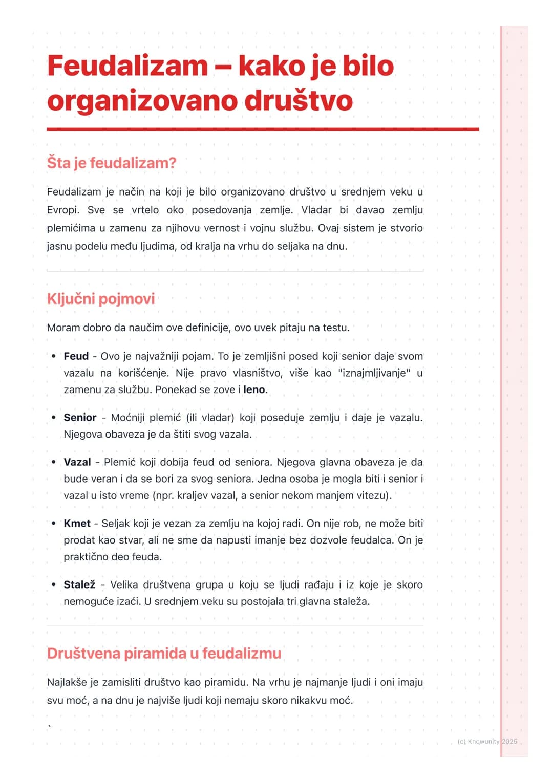 # Feudalizam – kako je bilo
organizovano društvo

Šta je feudalizam?

Feudalizam je način na koji je bilo organizovano društvo u srednjem ve