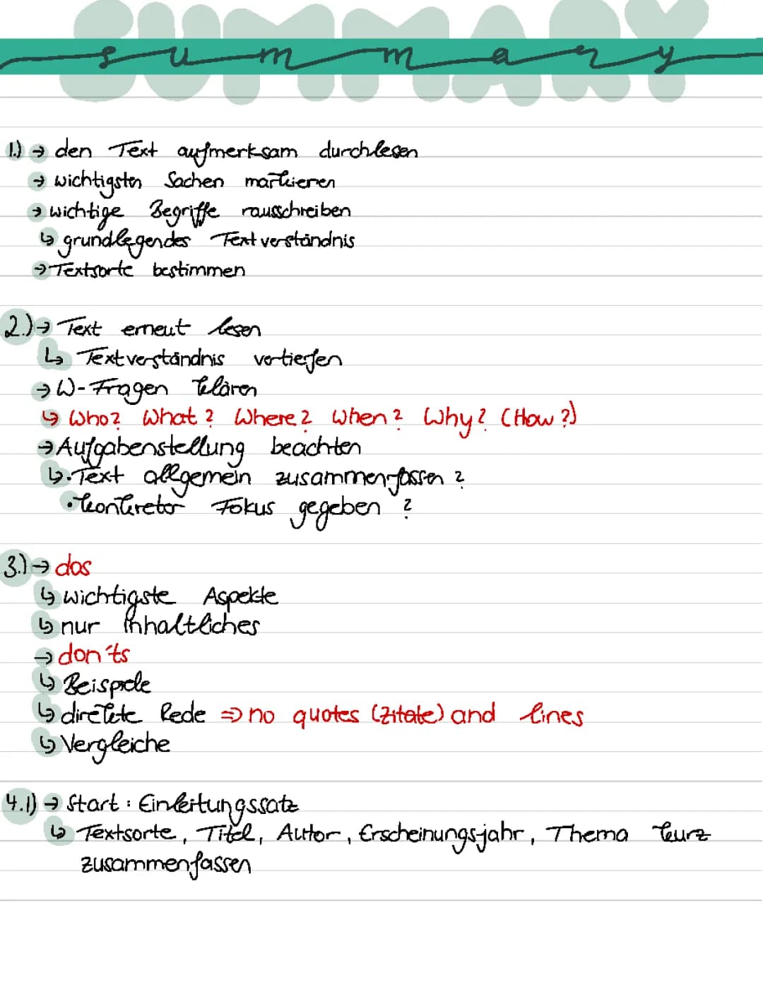 How to Write a Summary: Examples and Tips in Präsens