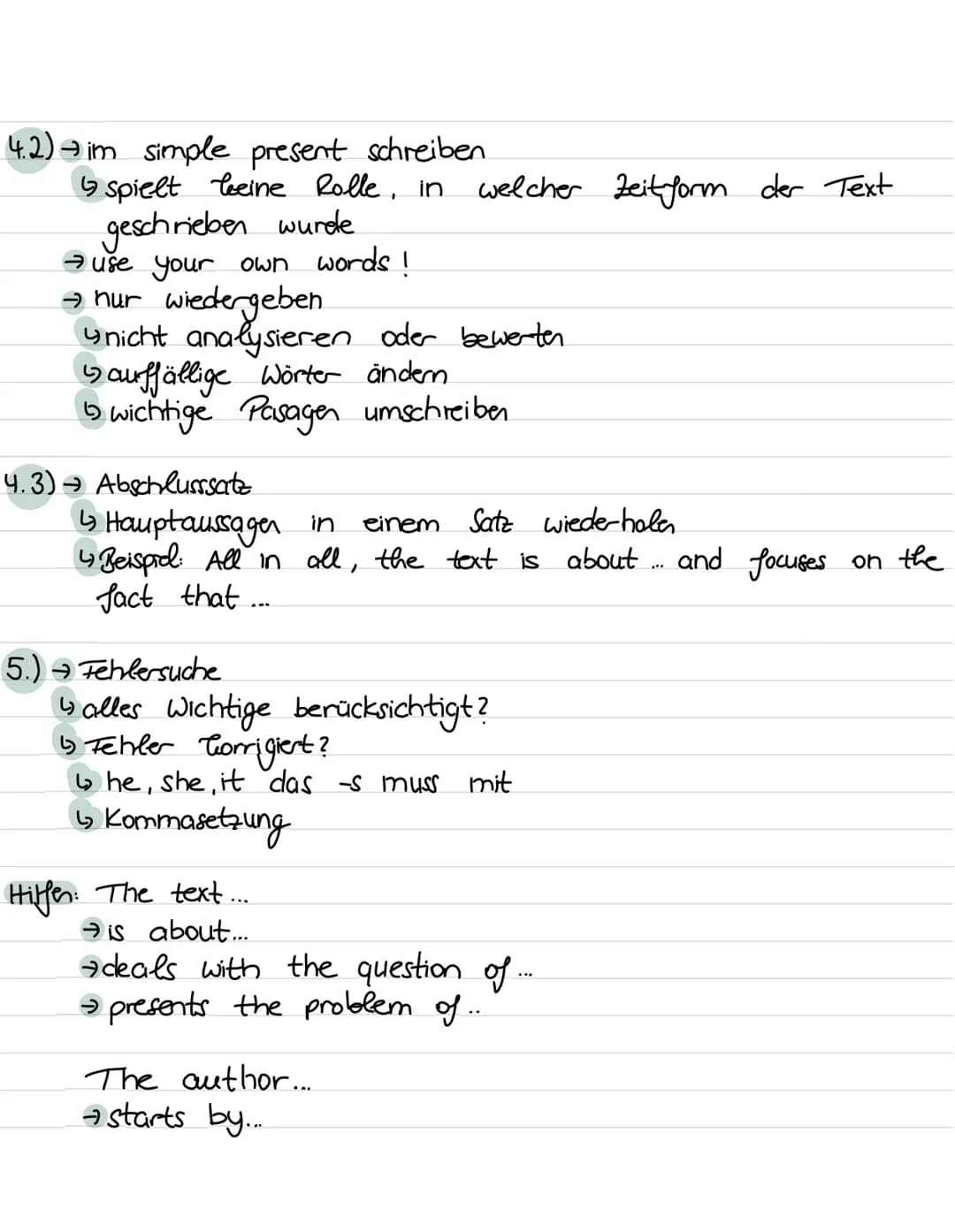+
u
m
1.) → den Text aufmerksam durchlesen
→ wichtigsten Sachen markieren
→ wichtige Begriffe rausschreiben.
>
↳ grundlegendes Text verständ