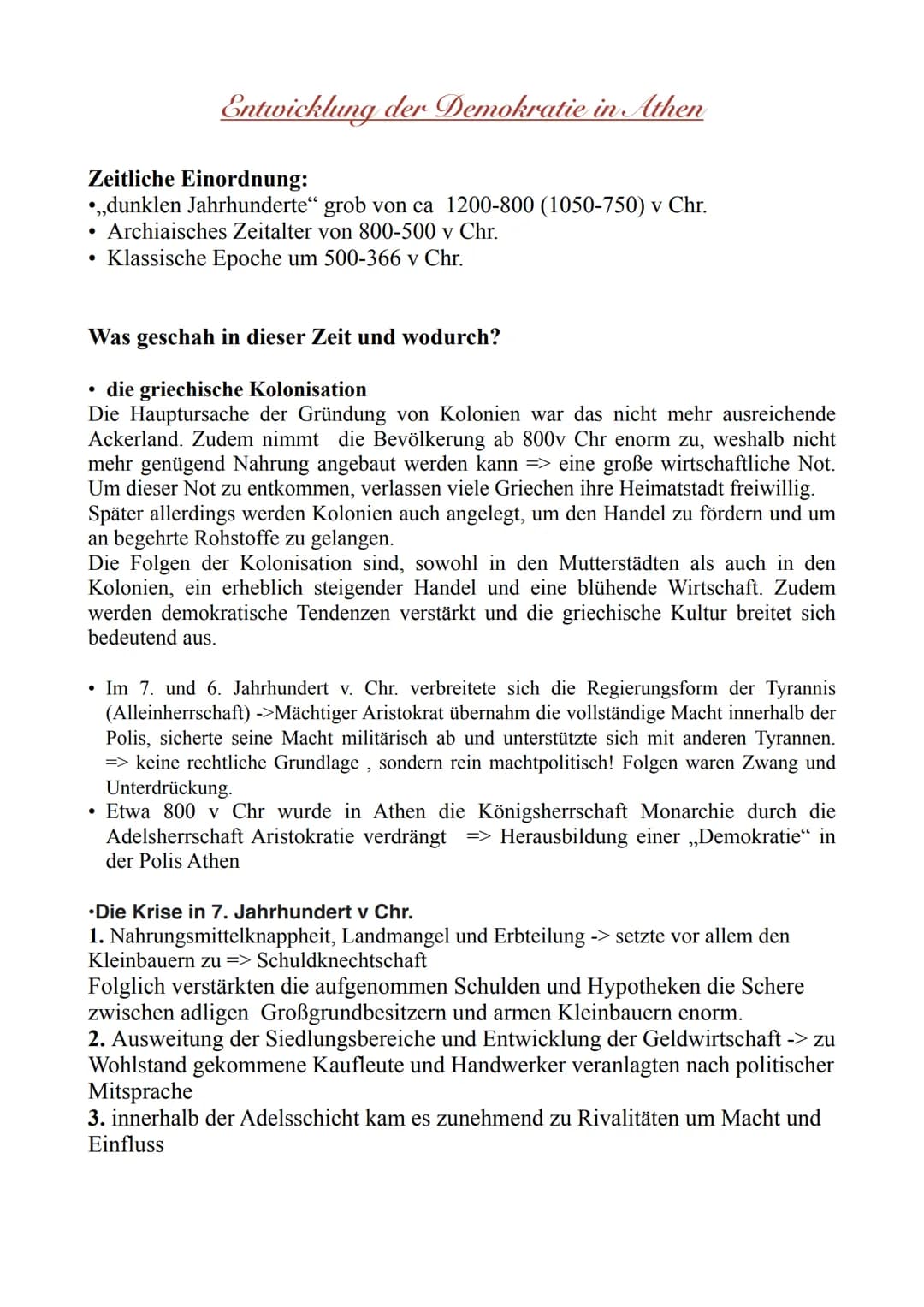 Zeitliche Einordnung:
•,,dunklen Jahrhunderte" grob von ca 1200-800 (1050-750) v Chr.
Archiaisches Zeitalter von 800-500 v Chr.
• Klassische