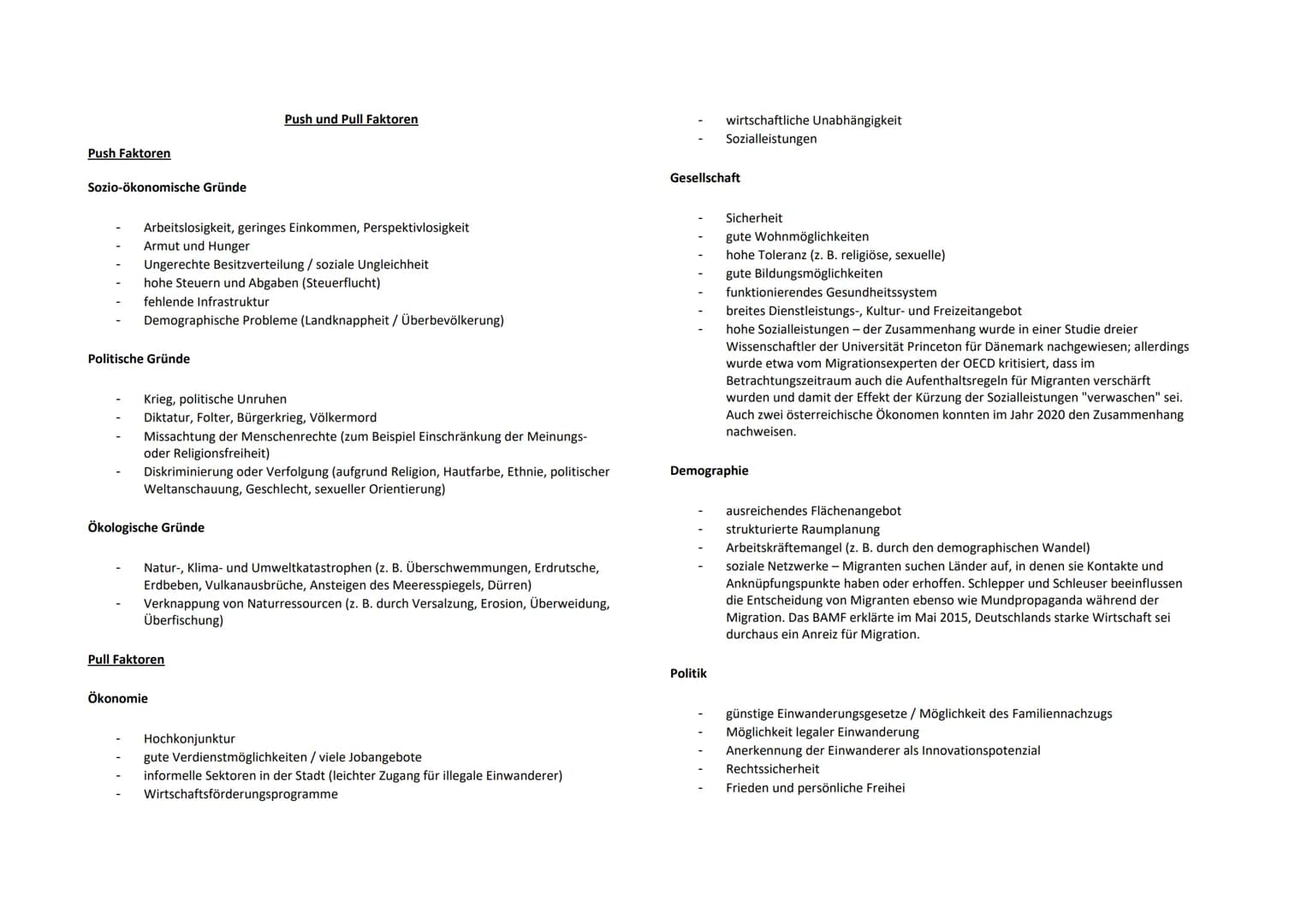Push Faktoren
Sozio-ökonomische Gründe
Arbeitslosigkeit, geringes Einkommen, Perspektivlosigkeit
Armut und Hunger
Ungerechte Besitzverteilun