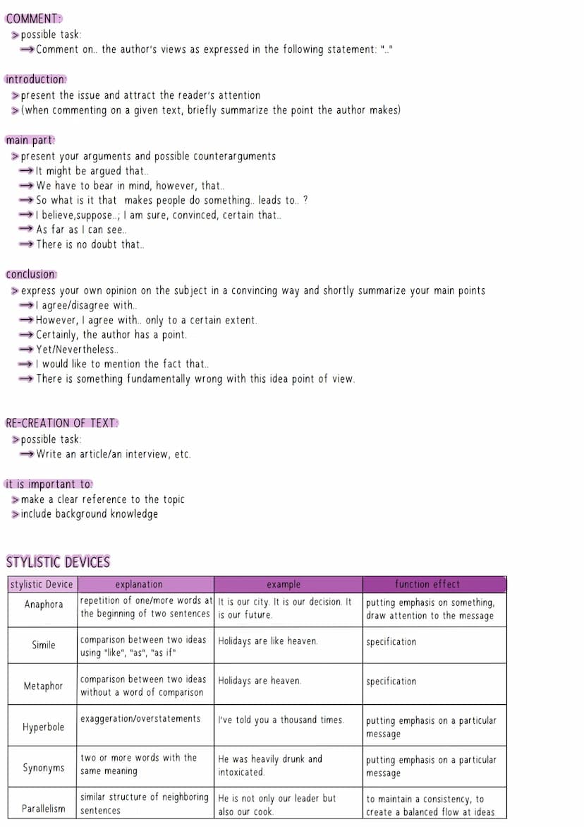 EXAM PREPERATION
>possible tasks and useful phrases
COMPREHENSION:
>possible task:
Outline..., Point out.., Summarize.., Present.., State..,