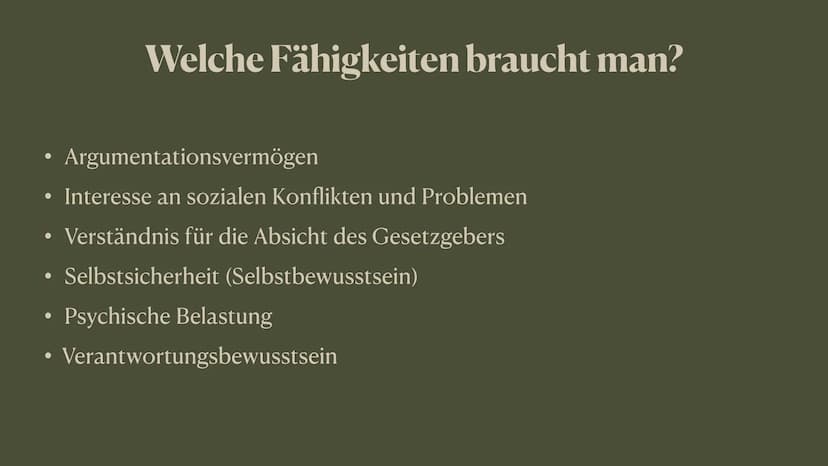 Rechtsanwalt/-wältin • Welche Fähigkeiten braucht man?
Aufgaben eines Anwalts
Voraussetzungen für das Studium
• Das Studium
●
Welche Art von