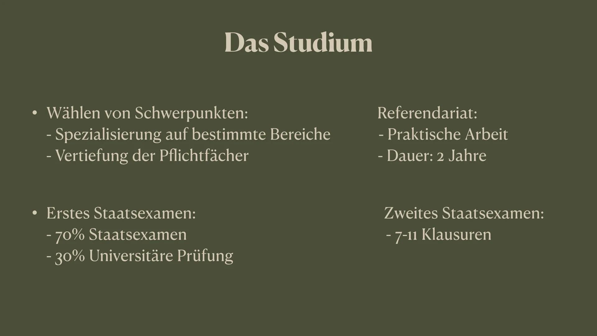 Rechtsanwalt/-wältin • Welche Fähigkeiten braucht man?
Aufgaben eines Anwalts
Voraussetzungen für das Studium
• Das Studium
●
Welche Art von